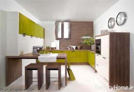 کابینت های فلزیِ طرح چوب برای آشپزخانه تان