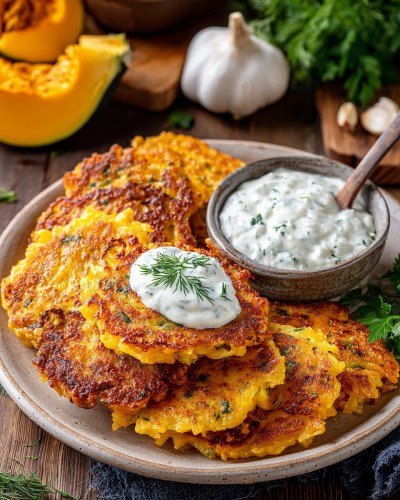 طرز تهیه کوکو سیب‌زمینی و کدوحلوایی با سس سیر